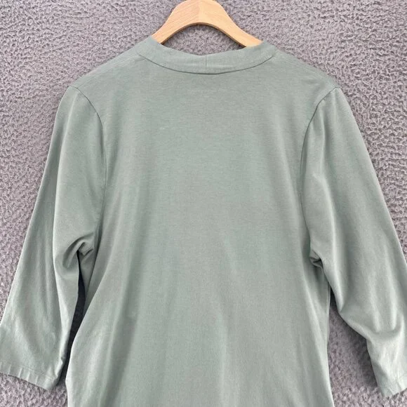 Soft Surroundings Top Womens Large Alondra Knit Green Surplice Stretch Ruched - Picture 4 of 9